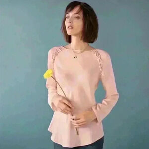 Euc Sundance blush pink silk romantic knot flowy blouse m 8-10